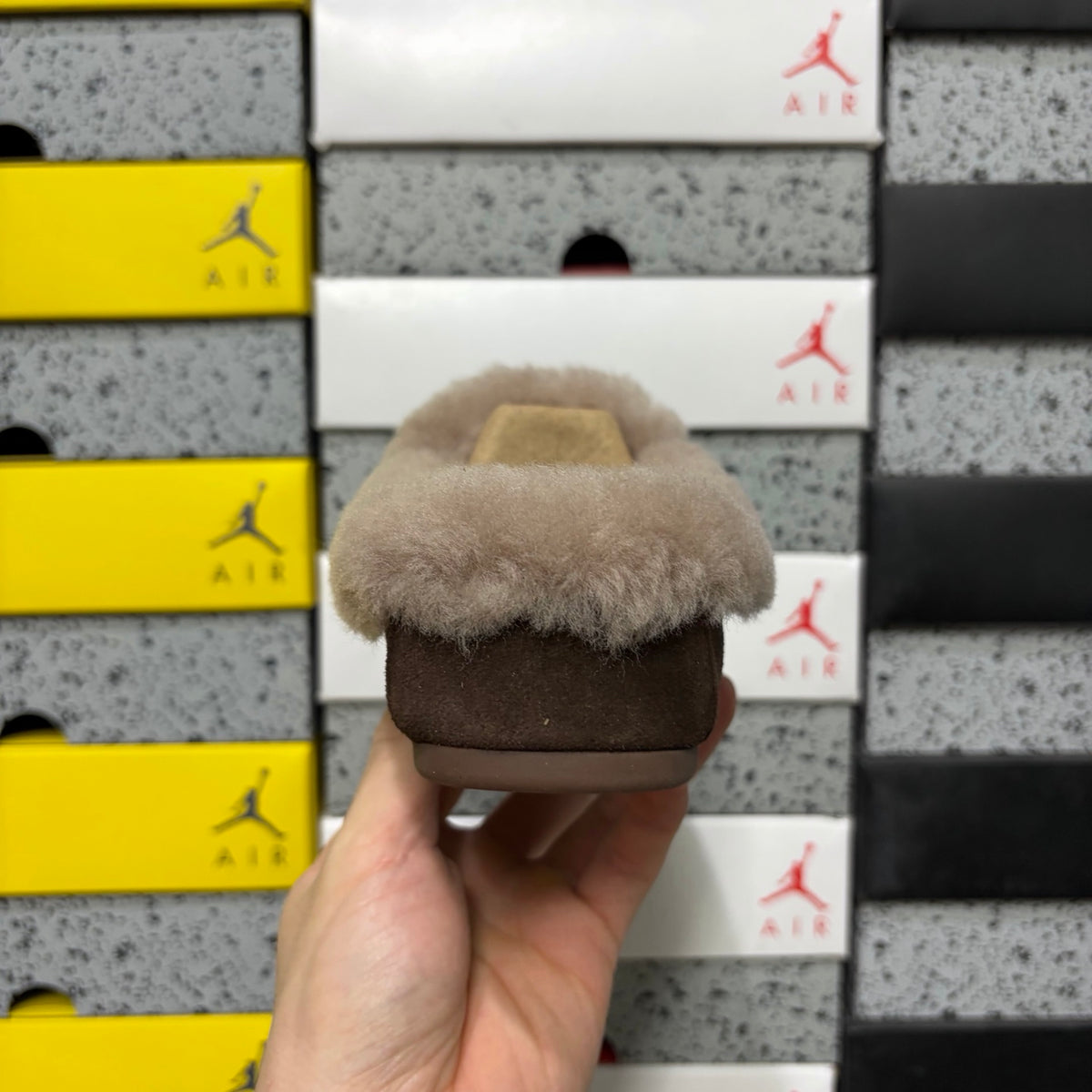UGG Fluffy-Collar Moccasin Slippers in Cocoa Brown