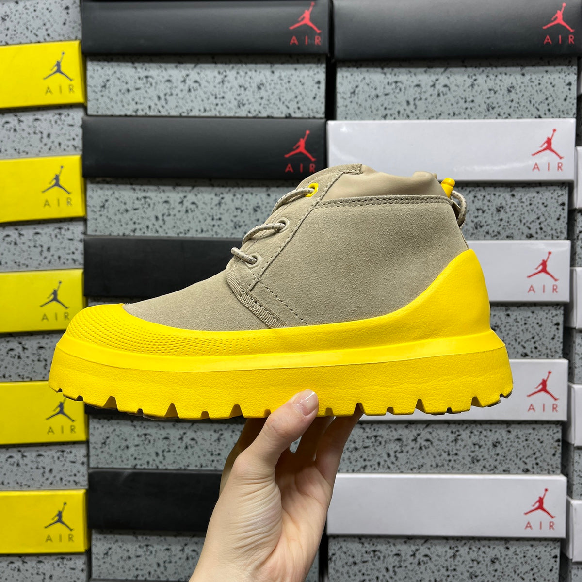 UGG Lace-Up Platform Ankle Boots in Sand & Yellow