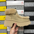 UGG Fluffy-Trim Platform Ankle Boots in Sand