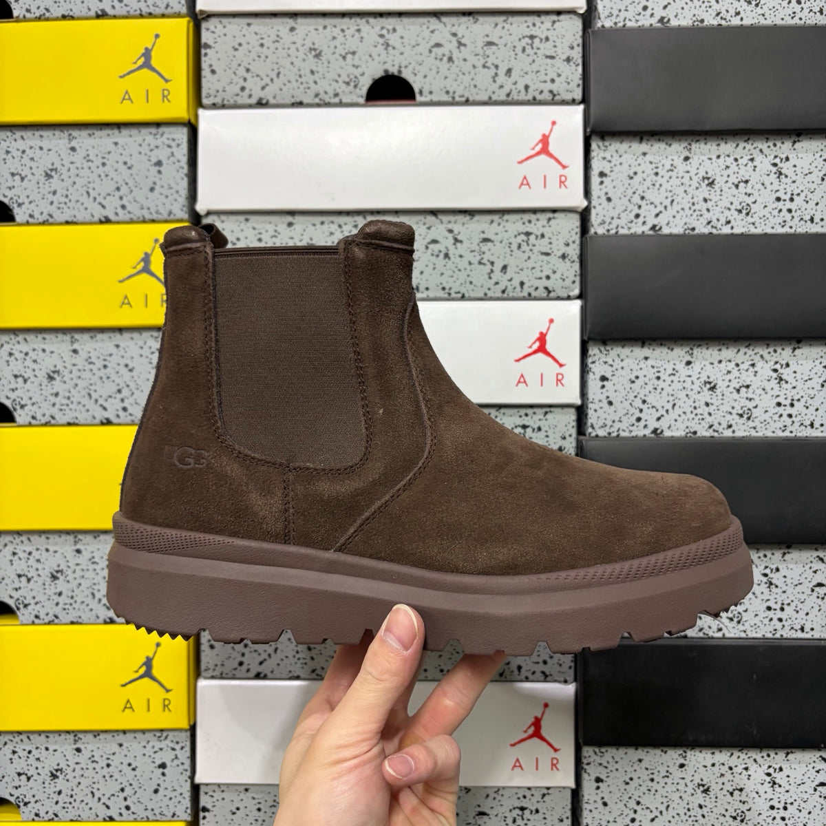 UGG Lug-Sole Chelsea Ankle Boots in Chocolate Brown