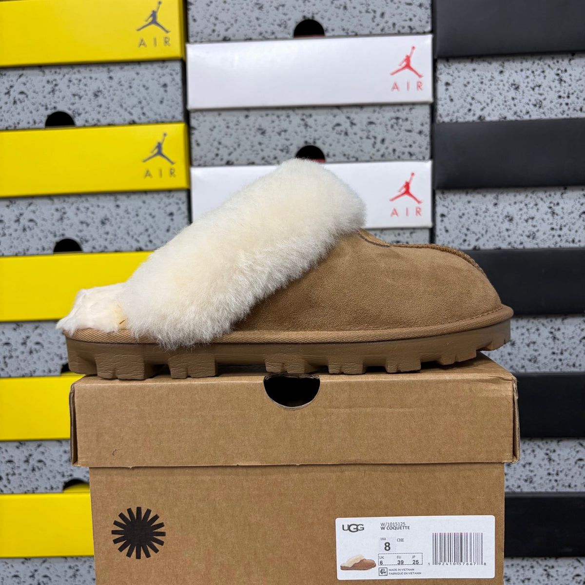 UGG Fluffy-Collar Lug-Sole Mule Slippers in Chestnut
