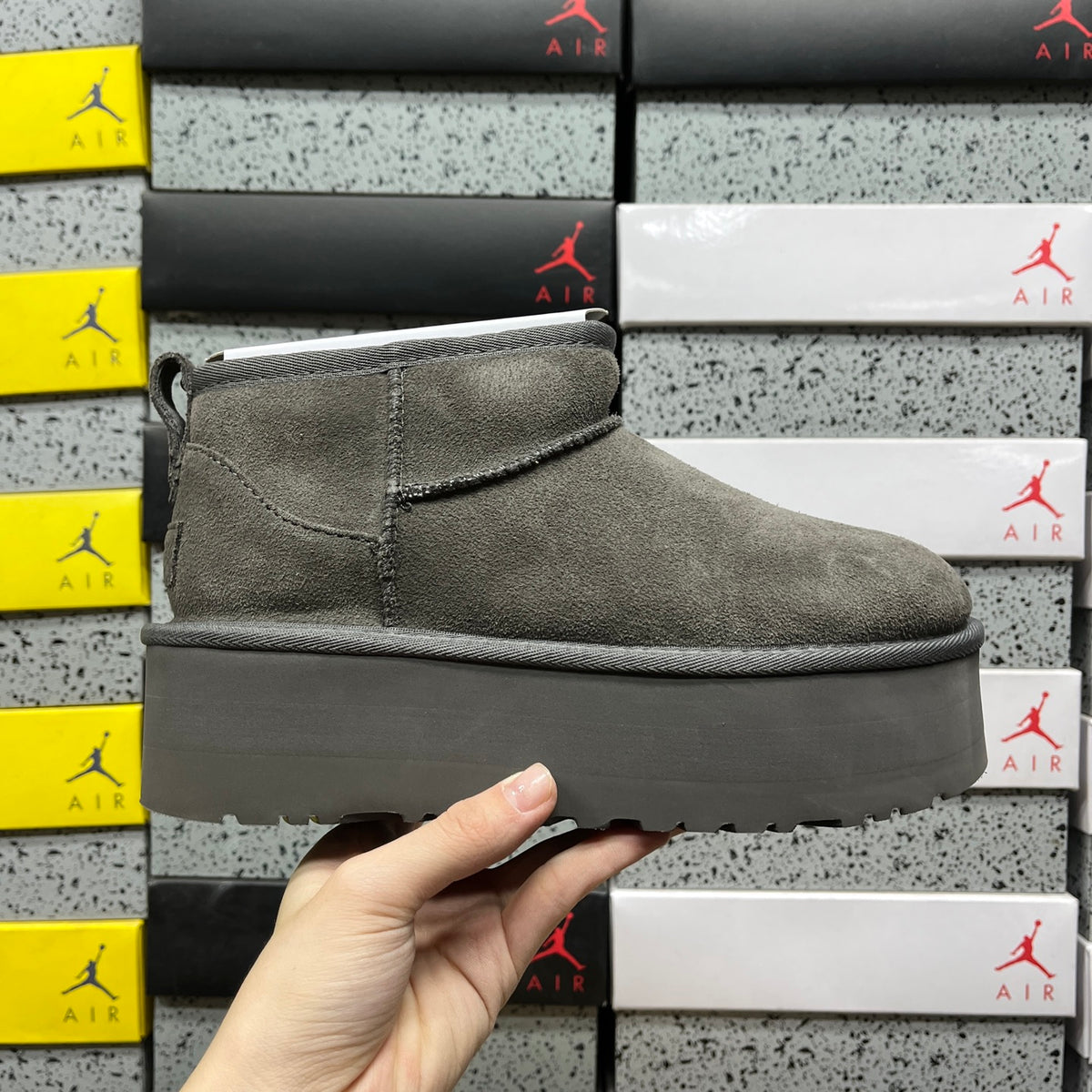 UGG Mini Platform Ankle Boots in Grey