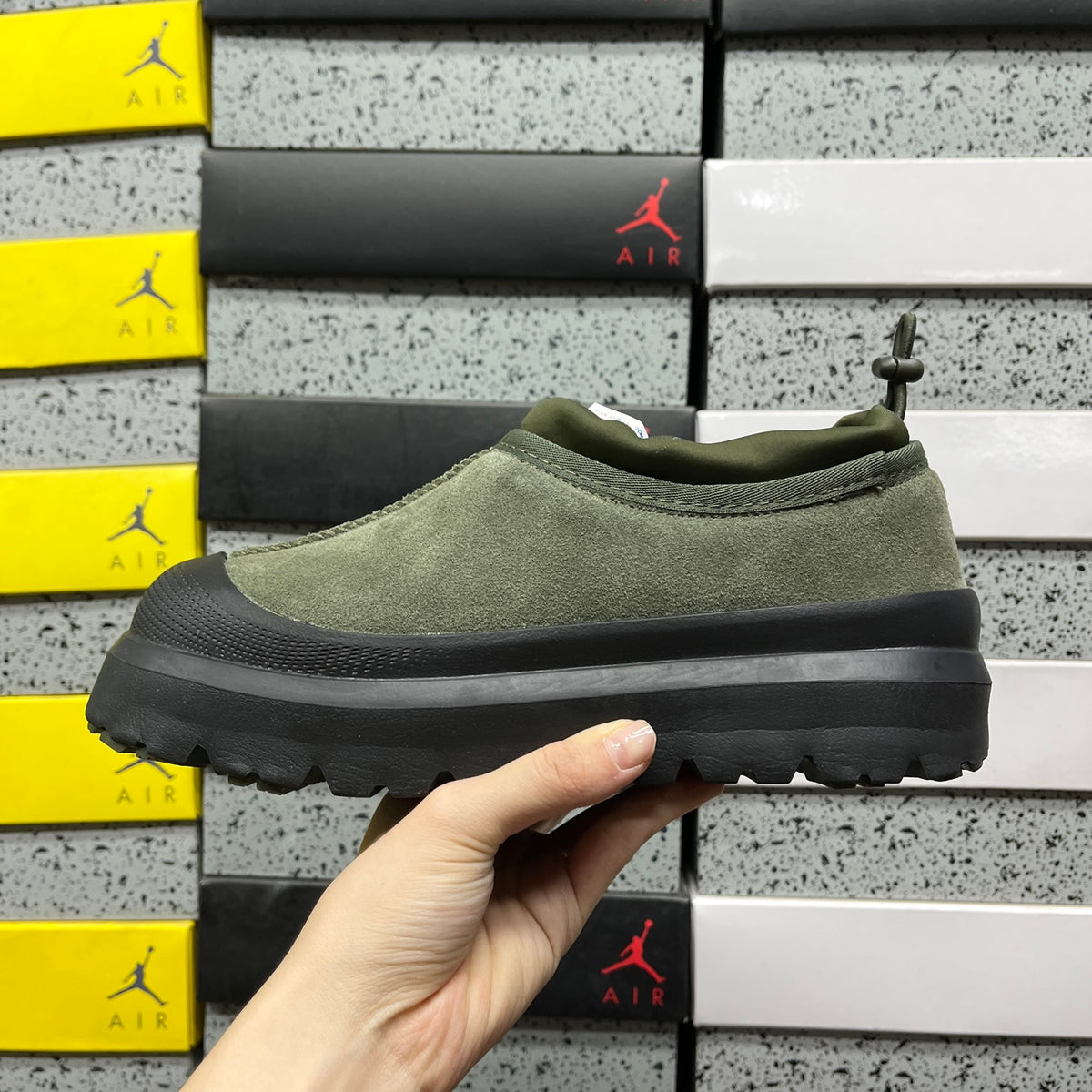UGG Platform Slip-On Shoes in Olive Green & Black