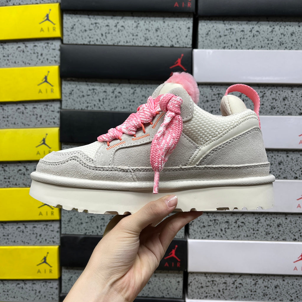 UGG Low-Top Platform Sneakers in White & Pink