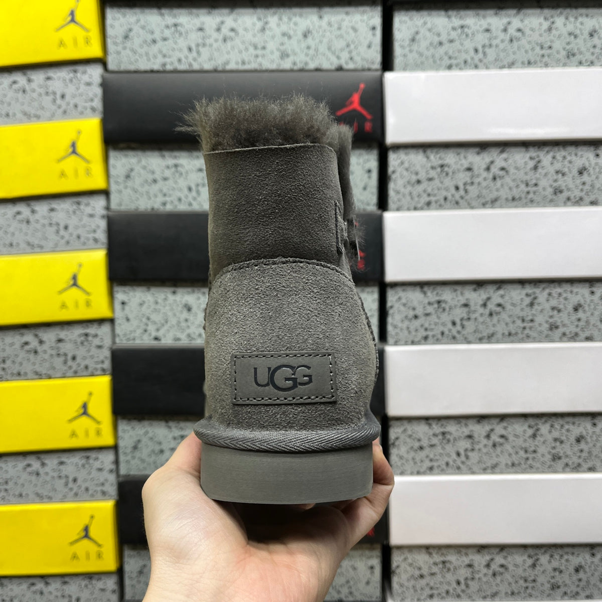 UGG Mini Button Ankle Boots in Grey